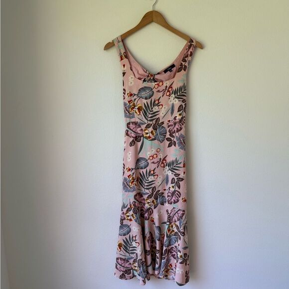Lulus Island Sun Blush Pink Tropical Print Tie-Back Midi Dress - Small - Picture 4 of 8